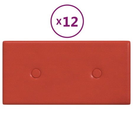 vidaXL Wandpaneele 12 Stk. Rot 30x15 cm Kunstleder 0,54 m²