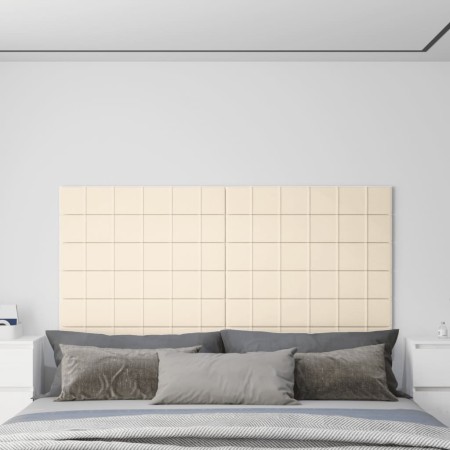 vidaXL Wandpaneele 12 Stk. Creme 90x15 cm Samt 1,62 m²