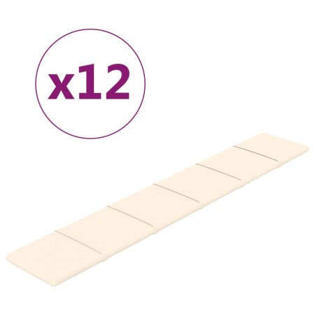 vidaXL Wandpaneele 12 Stk. Creme 90x15 cm Samt 1,62 m²