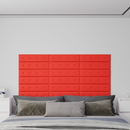 vidaXL Wandpaneele 12 Stk. Rot 60x15 cm Kunstleder 1,08 m²