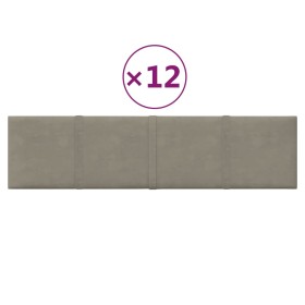 vidaXL Wandpaneele 12 Stk. Hellgrau 60x15 cm Samt 1,08 m²