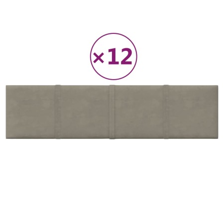 vidaXL Wandpaneele 12 Stk. Hellgrau 60x15 cm Samt 1,08 m²