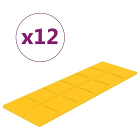 vidaXL Wandpaneele 12 Stk. Gelb 90x30 cm Samt 3,24 m²