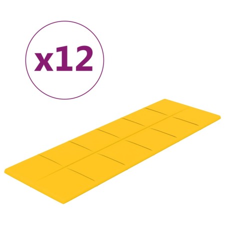 vidaXL Wandpaneele 12 Stk. Gelb 90x30 cm Samt 3,24 m²