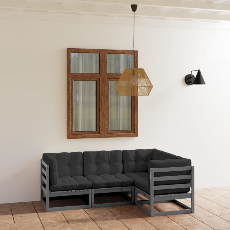 4-tlg. Garten-Lounge-Set mit Kissen Kiefer Massivholz 4-tlg. Garten-Lounge-Set mit Kissen Kiefer Massivholz