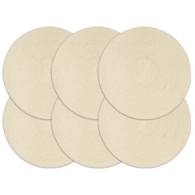 vidaXL Tischsets 6 Stk. Natur 38 cm Rund Baumwolle 