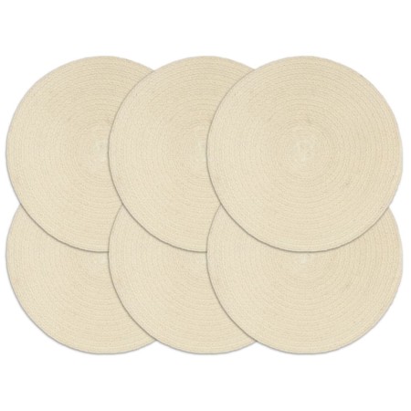 vidaXL Tischsets 6 Stk. Natur 38 cm Rund Baumwolle 