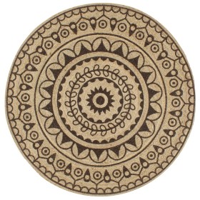 vidaXL Teppich Handgefertigt Jute mit Dunkelbraunem Aufdruck 120 cm