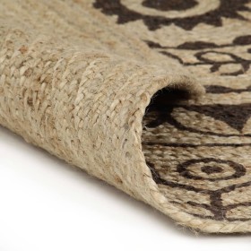 vidaXL Teppich Handgefertigt Jute mit Dunkelbraunem Aufdruck 120 cm