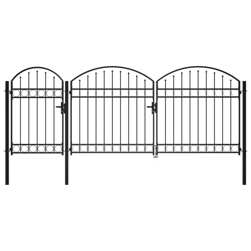vidaXL Gartentor mit Gewölbter Spitze Stahl 2,25 x 4 m Schwarz vidaXL Gartentor mit Gewölbter Spitze Stahl 2,25 x 4 m Schwarz