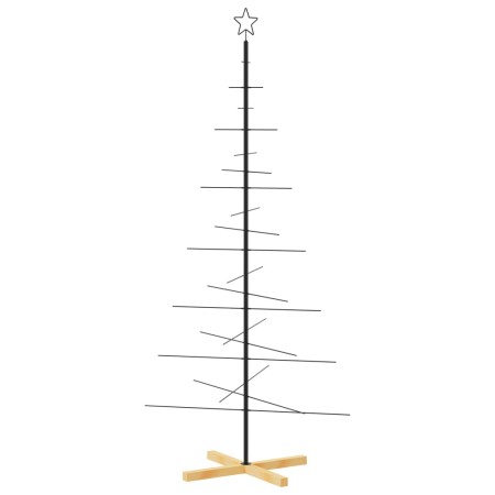 vidaXL Weihnachtsbaum Metall mit Holzständer Schwarz 180 cm