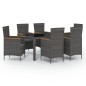 vidaXL 7-tlg. Garten-Essgruppe mit Auflagen Poly Rattan Schwarz & Grau vidaXL 7-tlg. Garten-Essgruppe mit Auflagen Poly Rattan Schwarz & Grau