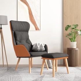 vidaXL Relaxsessel mit Hocker Dunkelgrau Kunstleder & Stoff