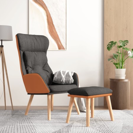 vidaXL Relaxsessel mit Hocker Dunkelgrau Kunstleder & Stoff