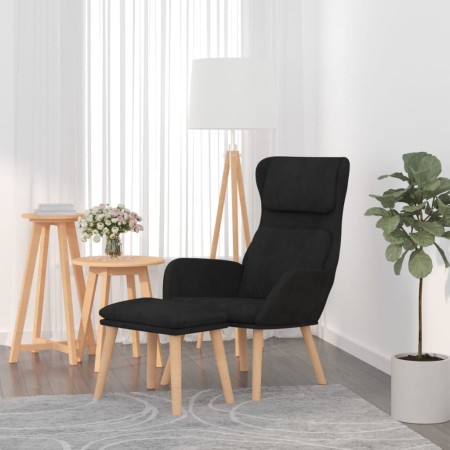 vidaXL Relaxsessel mit Hocker Schwarz Samt