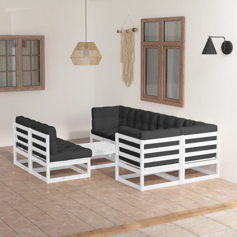 vidaXL 8-tlg. Garten-Lounge-Set mit Kissen Massivholz Kiefer vidaXL 8-tlg. Garten-Lounge-Set mit Kissen Massivholz Kiefer