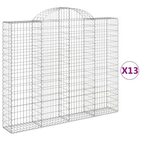 vidaXL Gabionen mit Hochbogen 13 Stk 200x30x160/180cm Verzinktes Eisen