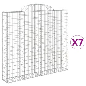 vidaXL Gabionen mit Hochbogen 7 Stk. 200x30x180/200cm Verzinktes Eisen