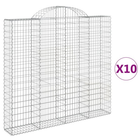 vidaXL Gabionen mit Hochbogen 10 Stk 200x30x180/200cm Verzinktes Eisen