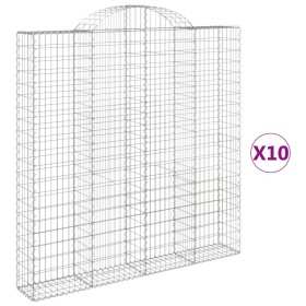 vidaXL Gabionen mit Hochbogen 10 Stk 200x30x200/220cm Verzinktes Eisen