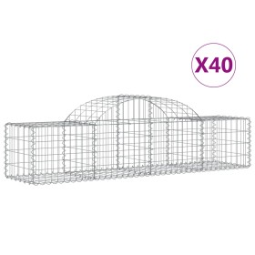 vidaXL Gabionen mit Hochbogen 40 Stk. 200x50x40/60 cm Verzinktes Eisen