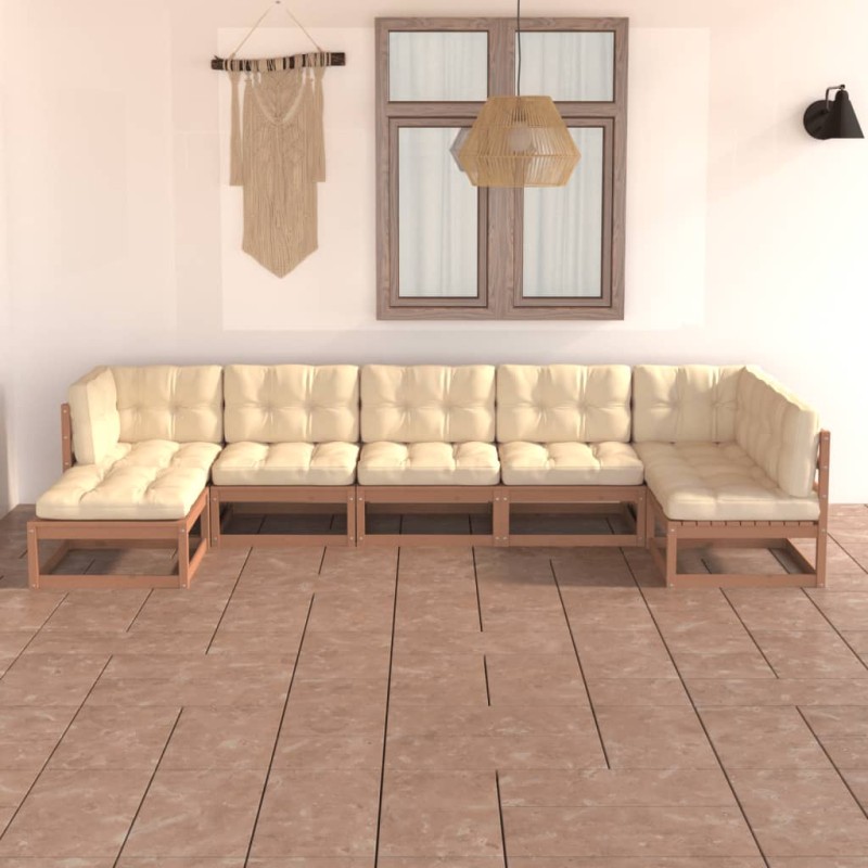 7-tlg. Garten-Lounge-Set mit Kissen Kiefer Massivholz 7-tlg. Garten-Lounge-Set mit Kissen Kiefer Massivholz