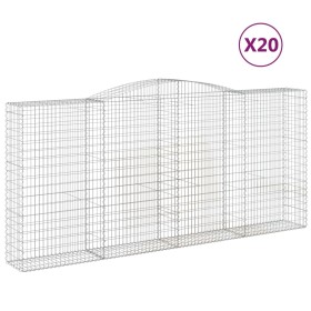 vidaXL Gabionen mit Hochbogen 20Stk. 400x50x180/200cm Verzinktes Eisen
