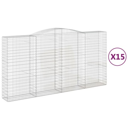 vidaXL Gabionen mit Hochbogen 15Stk. 400x50x200/220cm Verzinktes Eisen