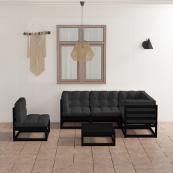 6-tlg. Garten-Lounge-Set mit Kissen Kiefer Massivholz