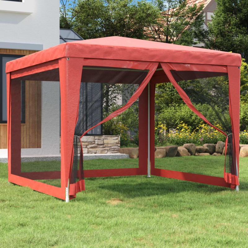 vidaXL Partyzelt mit 4 Mesh-Seitenwänden Rot 3x3 m HDPE vidaXL Partyzelt mit 4 Mesh-Seitenwänden Rot 3x3 m HDPE