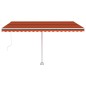 vidaXL Markise Manuell Einziehbar mit LED 450x350 cm Orange Braun vidaXL Markise Manuell Einziehbar mit LED 450x350 cm Orange Braun