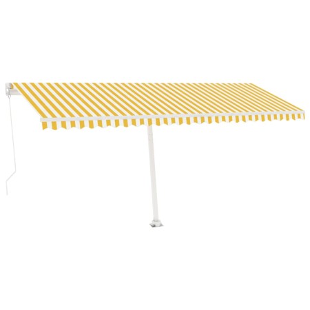 vidaXL Markise Manuell Einziehbar mit LED 500x300 cm Gelb Weiß