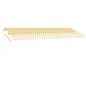 vidaXL Markise Manuell Einziehbar mit LED 500x300 cm Gelb Weiß vidaXL Markise Manuell Einziehbar mit LED 500x300 cm Gelb Weiß