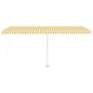 vidaXL Markise Manuell Einziehbar mit LED 500x300 cm Gelb Weiß vidaXL Markise Manuell Einziehbar mit LED 500x300 cm Gelb Weiß