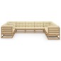 10-tlg. Garten-Lounge-Set Kissen Honigbraun Kiefer Massivholz 10-tlg. Garten-Lounge-Set Kissen Honigbraun Kiefer Massivholz