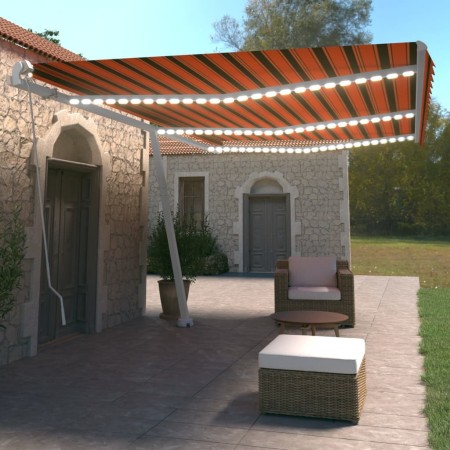 vidaXL Markise Manuell Einziehbar mit LED 600x350 cm Orange und Braun