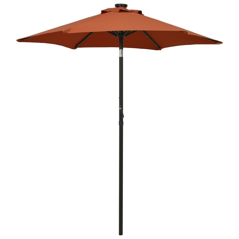 vidaXL Sonnenschirm mit LED-Beleuchtung Terrakotta 200x211 cm Alu vidaXL Sonnenschirm mit LED-Beleuchtung Terrakotta 200x211 cm Alu