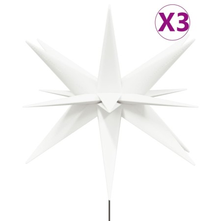 vidaXL LED-Weihnachtssterne 3 Stk. mit Erdspießen Faltbar Weiß 57 cm