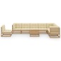 9-tlg. Garten-Lounge-Set Kissen Honigbraun Kiefer Massivholz 9-tlg. Garten-Lounge-Set Kissen Honigbraun Kiefer Massivholz