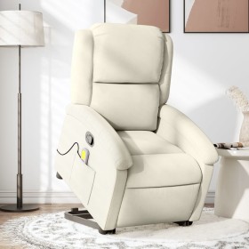 vidaXL Massagesessel mit Aufstehhilfe Creme Samt