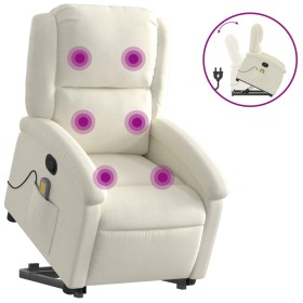 vidaXL Massagesessel mit Aufstehhilfe Creme Samt