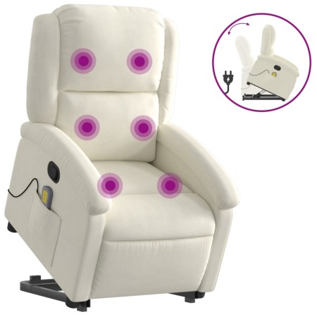 vidaXL Massagesessel mit Aufstehhilfe Creme Samt