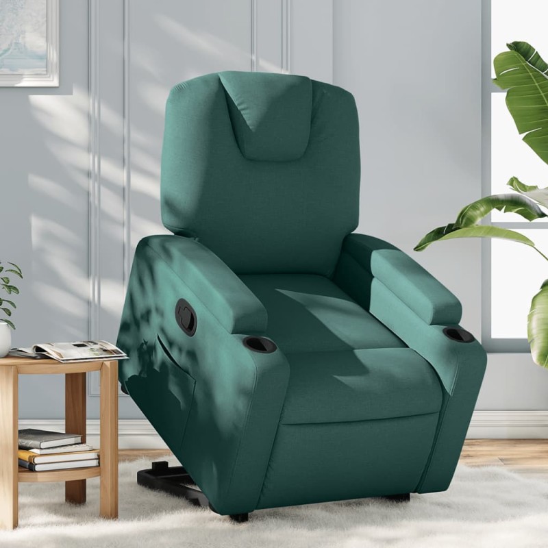 vidaXL Relaxsessel mit Aufstehhilfe Dunkelgrün Stoff vidaXL Relaxsessel mit Aufstehhilfe Dunkelgrün Stoff