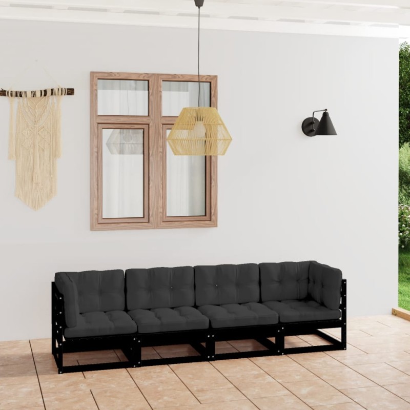 4-Sitzer-Gartensofa mit Kissen Kiefer Massivholz 4-Sitzer-Gartensofa mit Kissen Kiefer Massivholz