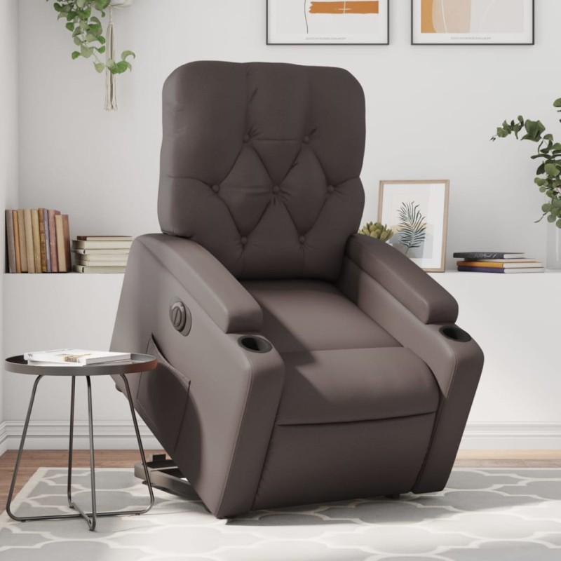 vidaXL Relaxsessel mit Aufstehhilfe Elektrisch Braun Kunstleder vidaXL Relaxsessel mit Aufstehhilfe Elektrisch Braun Kunstleder