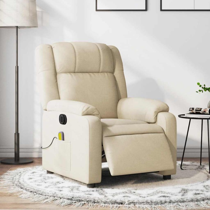 vidaXL Massagesessel Elektrisch Creme Stoff vidaXL Massagesessel Elektrisch Creme Stoff