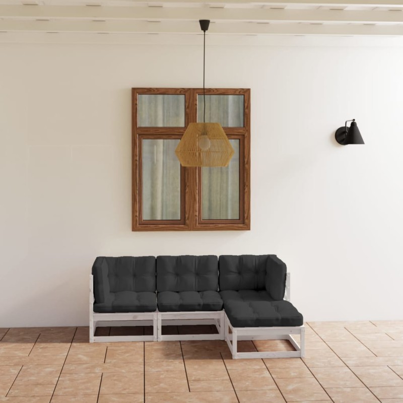 4-tlg. Garten-Lounge-Set mit Kissen Kiefer Massivholz 4-tlg. Garten-Lounge-Set mit Kissen Kiefer Massivholz