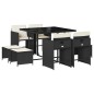 vidaXL 9-tlg. Garten-Essgruppe mit Kissen Schwarz Poly Rattan vidaXL 9-tlg. Garten-Essgruppe mit Kissen Schwarz Poly Rattan