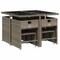 vidaXL 9-tlg. Garten-Essgruppe mit Kissen Grau Poly Rattan vidaXL 9-tlg. Garten-Essgruppe mit Kissen Grau Poly Rattan