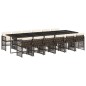 vidaXL 13-tlg. Garten-Essgruppe mit Kissen Braun Poly Rattan